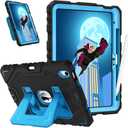 Fintie Kids Friendly Case for iPad (A16) 11th Generation 11 Inch (2025), iPad 10th Generation 10.9 Inch (2022), Fully-Body Rugged Heavy Duty Shockproof Protective Case with Kickstand, Black/Blue