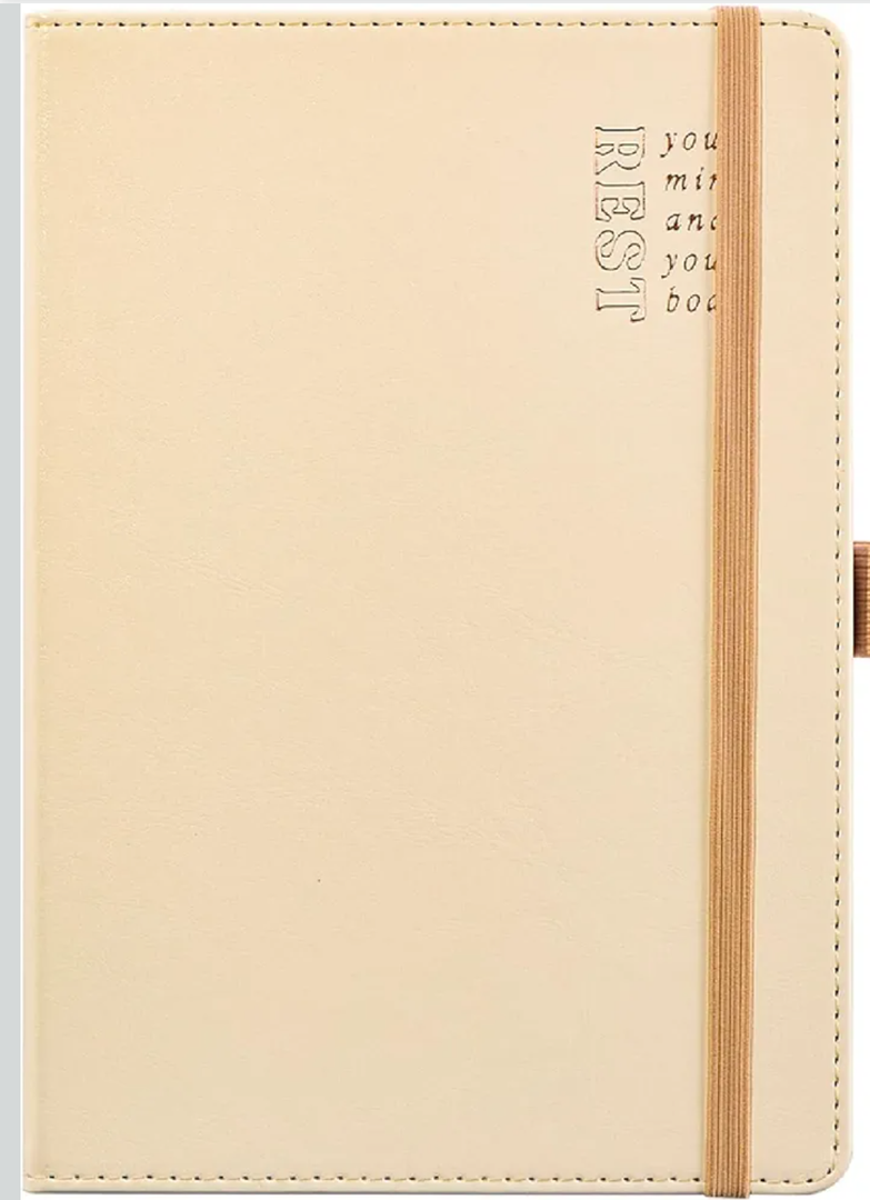 Happy Planner Undated Guided Disc-Bound Journal, 80 Pages, A5 Size, Wellness Layout, Ivory