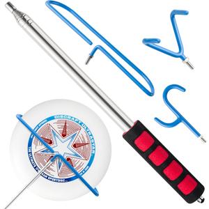 Disc Golf Retriever Pole with Hook - 10 Ft Extendable Disc Golf Pole Durable Stainless Steel Frame Accessories to Retrieve Grabber Tool in Water, Trees, Bushes