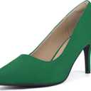 IDIFU IN3 High Heels Pumps Closed Toe Heels Women's Pumps Stiletto Pointed Toe Dress Shoes Wedding Prom Bridal Work Office Bride Guest Trendy Dressy Fashion Comfortable Pump Shoes (9) Green Suede