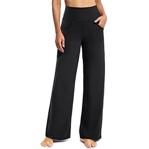 Promover Wide Leg Pants for Women Straight Leg Sweat Pants Yoga Dress Pants with Pockets Stretch Work Slacks Loose Fit (Black,XL)