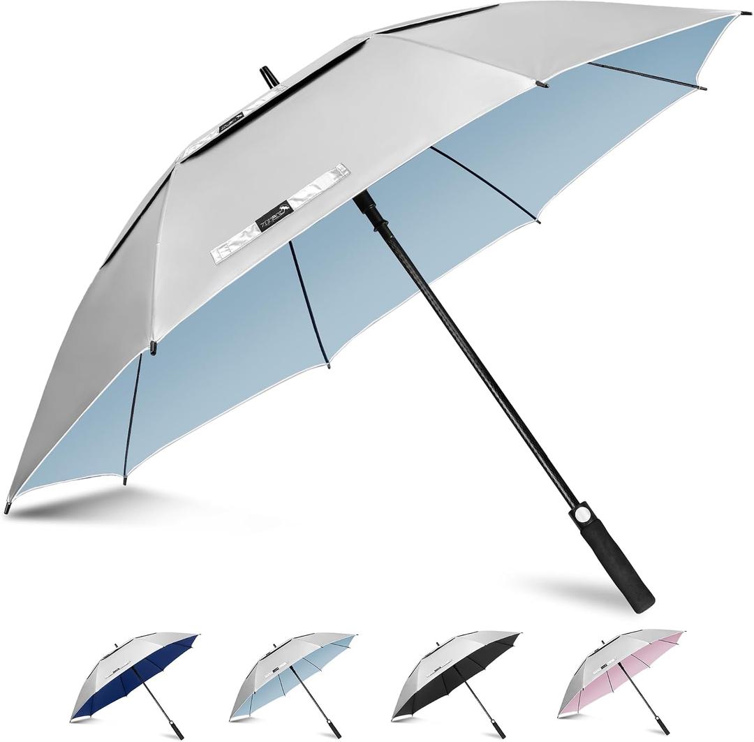 ZOMAKE Large Golf Umbrella UV Protection, 51 Inch UV Blocking Sun Umbrellas UPF 50+ for Rain Windproof Auto Open Vented Double Canopy