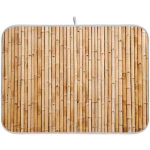 QUGRL Old Brown Bamboo Wooden Dish Drying Mat 18x24 for Kitchen Counter Decor Fence Texture Fast Absorbent Tableware Dishes Pad Baby Bottle Rack Drainer Mats Heat Resistant Kitchen Accessories