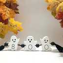 Cute Boo Ghost Halloween Decorations Indoor, Wooden Tiered Tray Decor Table Sign Ghost Signs for Party Home Shelf Display