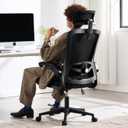 Fizzin Ergonomic Office Chair, 400 LBS Computer Chairs with Adjustable Lumbar Support, Breathable Mesh Desk Chair Ergonomic with Thickened Cushion, Comfy Home Office Desk Chair (Black), Medium