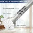 ENJOYBASICS 2 Pack Adjustable Spring Tension Curtain Rods 32 to 66 Inches, Stainless Steel Nickel Shower Rod No Drilling for Window, Bathroom, Closet, Room Divider, 7/8" Diameter