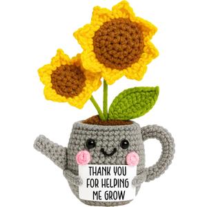 Thank You Gifts for Women, Boss, Coworkers, Manager, Teacher, Nurse, Mom - Teacher Appreciation Gifts - 6.89'' x 4.72'' Sunflower Collectible Doll Crochet