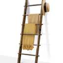 TEAKMAMA 6-Tier Blanket Ladder with Hanging Knobs,5.5 Ft Wall Leaning Blanket Ladders for Living Room Bedroom,Rustic Decorative Storage for Quilts,Throws,Easy to Assemble,Rustic Brown