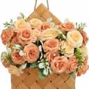 Farmhouse Wall Decor Basket - Cottage Core Decor - Small Hanging Basket with Artificial Flowers,Room Decor Wall Baskets, Baskets Wreaths for Front Door, Spring Decoration