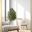 30x36 Inch Bathroom Mirror for Wall,Gold Framed Rectangle Mirror with Rounded Corner,Aluminum Alloy Framed Brushed Wall Mirror for Bedroom or Living Room,Vertical or Horizontal