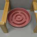 Elevated Slow Feeder Dog Bowl - Ceramic Food Dish with Bamboo Stand - Raised Maze Design - Ideal for Medium to Large Dogs - Pink - 8.8 inch (2.5 CUP)