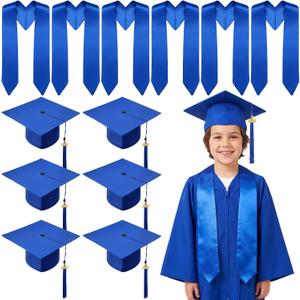 12 Pcs/24 Pcs Child Size Preschool Graduation Cap and Stole Set Unisex Kindergarten Hats Sash Bulk with Metal 2026 Tassel
