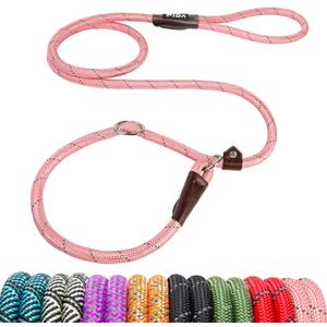 Fida Durable Slip Leads for Dogs, 6 FT x 1/2" Heavy Duty Dog Loop Leashes, Comfortable Strong Rope Slip Leash for Small Dogs and Puppies, No Pull Pet Training Lead with Highly Reflective(1/2", Pink)