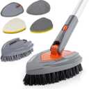 Eazer 4-in-1 Long-Handled Tub Scrubber-Versatile Bathroom Cleaning Brush with Shower Scrubber-Ideal Shower Cleaner Brush for Efficient Cleaning-Long Handle Scrub Brush for Shower, Tub, and Bathroom