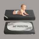 BEDLORE Waterproof Mattress Protector Crib, 2 Pack Soft Gray Mattress Pad, Noiseless Machine Washable Mattress Cover, Ultimate Protection for Your Baby's Crib Toddler Bed (52''x28'')