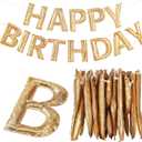 Pre-strung Happy Birthday Banner Sign Reusable Felt Happy Birthday Garland Hanging Decorations Party Bunting Garland for Party Decor Photo Pro Home Backdrop(Gold, Classic)