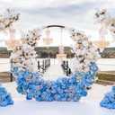 100 PCS Blue Hydrangea Artificial Flowers, Silk Full Flowers Heads with Stems for Wedding Centerpieces, Home, Garden, Baby Shower, Party Decoration