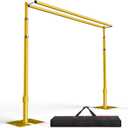 EMART Backdrop Stand Heavy Duty 8.9x10Ft, Double Crossbar Pipe and Drape Photo Background Support Kit, Adjustable Metal Frame with Flat Base for Wedding Birthday Party Decorations-Gold