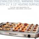 Elite Gourmet EWM-9933 Triple 3 x 2.5 Quart Trays Buffet Server 7.5 Qt Oven Safe Pan Food Warmer, Temperature Control, Clear Slotted Lids, Perfect for Parties, Entertaining & Holidays, Stainless Steel