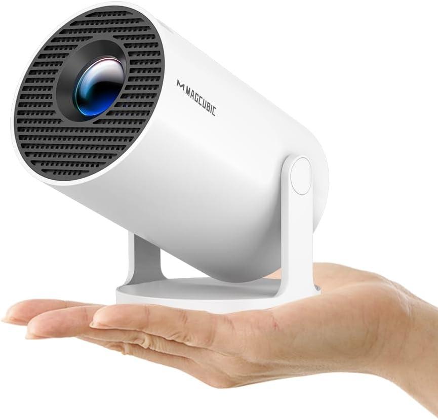 2025 Upgraded HY300PRO Mini Projector with WiFi and Bluetooth, Portable Projector 4K Support, Auto Keystone, 180 Degree Rotation, Smart Proyector for Home Outdoor Android 11 (White)