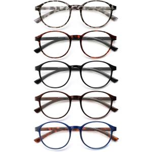 5 Pack Reading Glasses For Women,Blue Light Blocking Computer Reader Spring Hinge Eyeglasses (Multicolor, 2.5x)