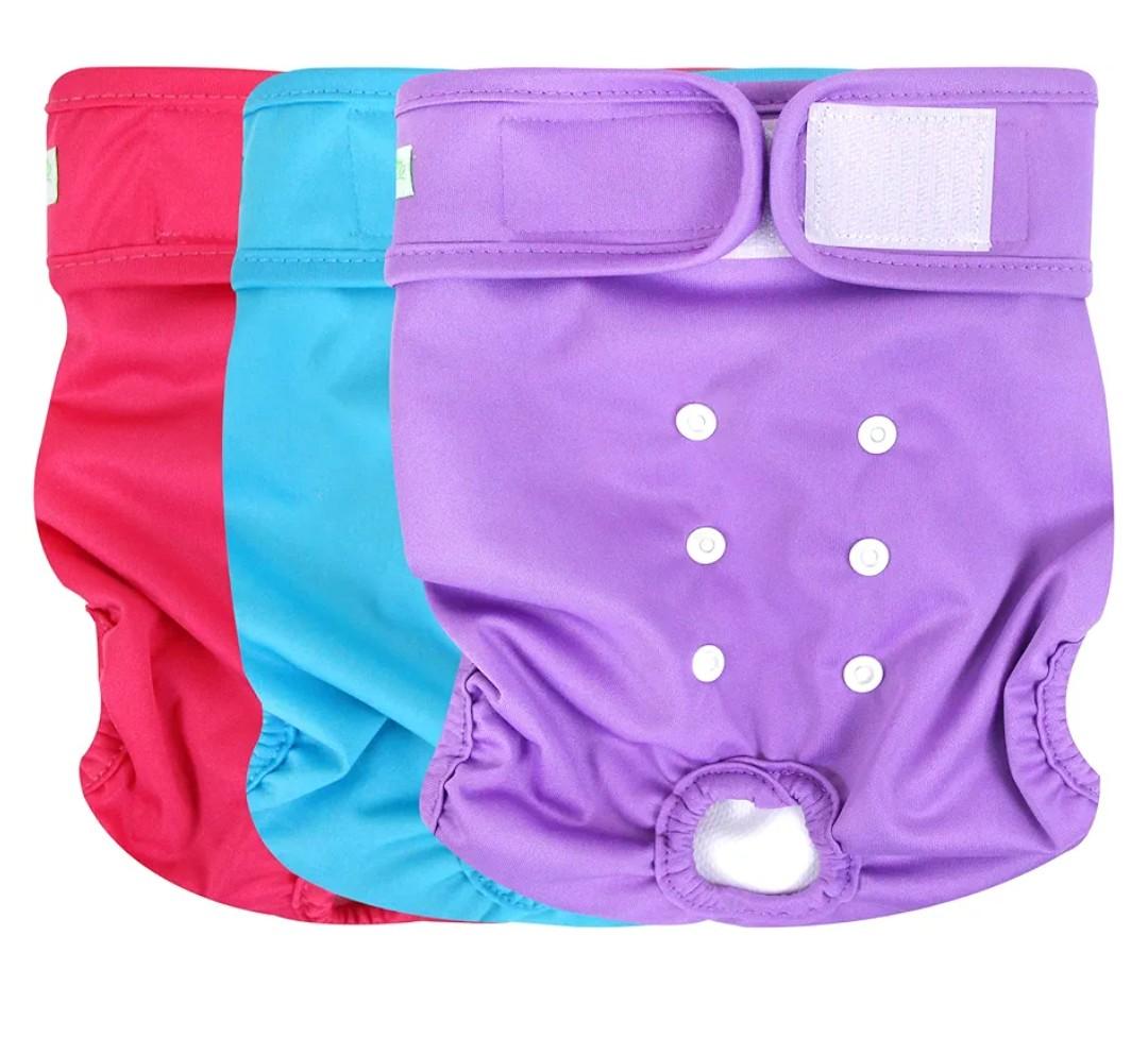 wegreeco Washable Reusable Premium Female Dog Diapers, Small Medium Large Size, Pack of 3,Dog Doggie Puppy & Doggy Diapers Female,Period Panties in Heat (Small)