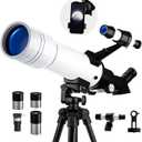 Telescope, 70mm Aperture Portable Refractor Telescopes for Astronomy Beginners, 400mm Professional Travel Telescope with Carry Bag, White