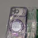 Changjia Magnetic Kickstand Glitter Case for iPhone 17 Pro Max,[Compatible with Magsafe] Cute Bling Sparkly Rhinestone with Camera Protector Makeup Mirror Women Girls Case for iPhone 17 Pro Max,Purple