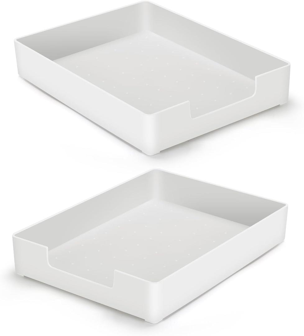Letter-Size Tray Desk Letter Tray Paper Tray, Sturdy Heavy-Duty Plastic Printer Paper Tray, Single-Tier Stackable File Storage Organizer for Office Home (White 2)