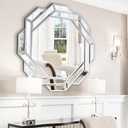 Chende 32" x 32" Large Wall Mirror for Decor Elegant Living Room, Modern Decorative Mirror for Wall with Glass Beveled Edge, Glass Accent Mirror for Foyer, Entryway, Fireplace, Bathroom