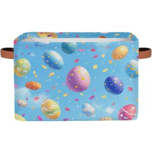 Storage Basket Easter Eggs Storage Cubes Box Collapsible Toy Basket Organizer with Handles for Shelf Closet Bedroom Home Decoration