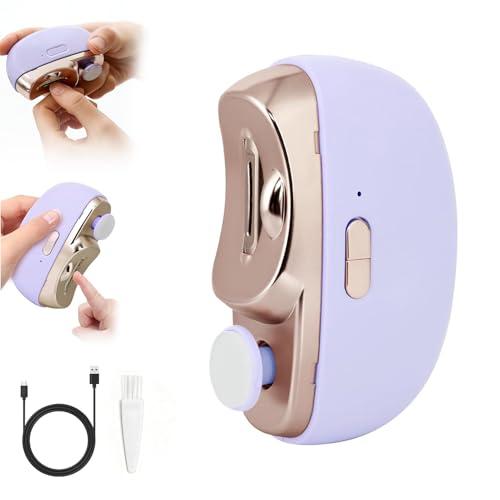 Electric Nail Clippers for Seniors,2026 New 3-In-1 Easyclip Smart Nail Clipper for Baby and Adults,Automatic Electric Nail Clipper With Polishing and LED Light,Suitable for Fingernail Toenails(Purple)