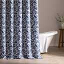SLEEP ZONE Navy Leaf Shower Curtain Waterproof Curtains for Bathroom Decor Bathtub Farmhouse Shower Curtain 72"  72"