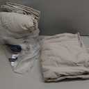 MooMee Bedding Sheet Set 100% Washed Cotton Linen Like Textured Breathable Durable Soft Comfy (Heathered Cream Grey, Queen)