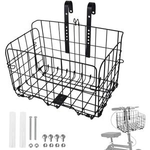 diatomiteco Knee Scooter Basket Accessory, Removable Wire Basket, Fits Most Knee Scooter Models, Easy Installation, Foldable Design, Black Metal Handlebar Mount