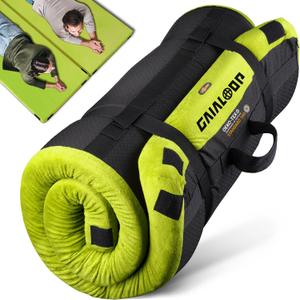 3 Inch Memory Foam Camping Mattress, Dual Layer Thick Sleeping Camp Pad for Car Tent Cot, Roll-Up Portable Glamping Floor Bed for Guests Sleepover (2PCS TWIN:75*38*3", Avocado Green)