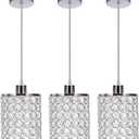 3 Pack Crystal Pendant Light, Modern Chrome Kitchen Island Pendant Lighting,Cord Adjustable Bar Ceiling Hanging Lights for Kitchen Dining Room Bedroom Bar