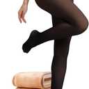 JIZ Translucent Fleece Lined Tights Women, Thermal Tights for Women, Pantyhose Leggings, Warm Sheer Tights for Women Winter, Larg