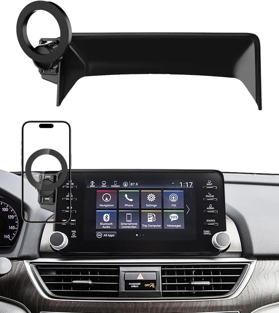PZK Car Phone Mount for Honda Accord 2018-2022 Sport SE/EX/EX-L/Touring/LX Accessories 10th Gen Accord for 8-inch Screen 360 Rotation Compatible with MagSafe Phone Holder with Stroage Box