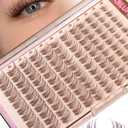 Brown Lash Clusters Clear Band Eyelash Clusters Natural Lashes Clusters Dark Brown Lash Extension C Curly Cluster Eyelash Extensions 8-16mm DIY Individual Lashes