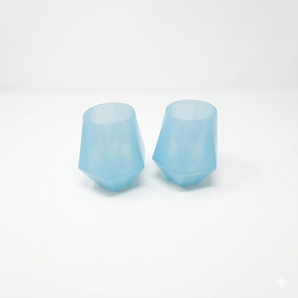 Wine2Go Diamond Silicone Wine Glasses 9oz Blue 