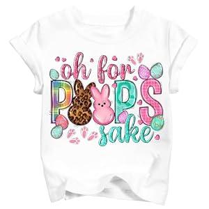 TUIVX Girls Easter Shirt Toddler Bunny Rabbit Eggs T-Shirts Kids Funny Lettering Graphic Tee Tops 2026 White (4-5 Years)