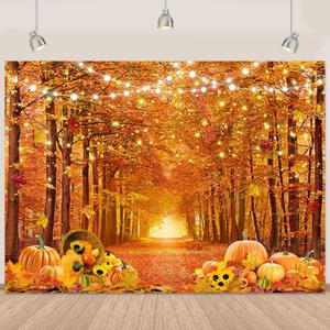 Fall Backdrops for Photography Autumn Thanksgiving Backdrop Maple Leaves Happy Fall Banner Party Decor Happy Thanksgiving Decorations Background 8x6Ft (94x71 inch)