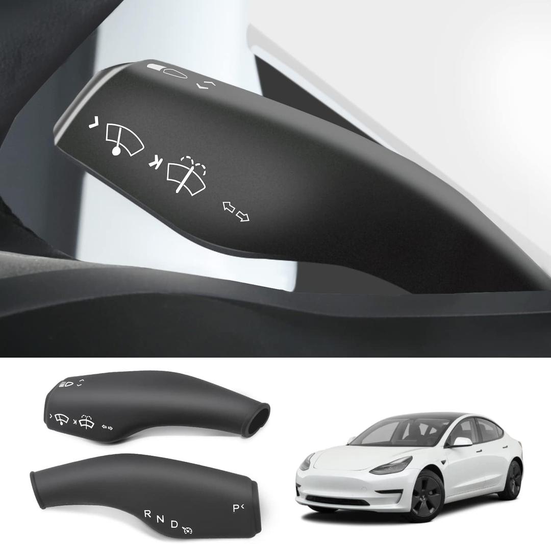 Steering Lever Cover for Tesla Model 3 Model Y, Full Protection Silicone Gear Shift Cover Accessories Gear Lever Protector for Tesla Accessories (Black)