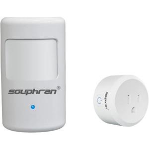 Upgraded Plug-in Motion Activated Light Control, Souphran Wireless Motion Detector and Plug Set, No Wiring, Adjustable Detection Range, Always-on Timer and Light Sensor, (1 Pack-new)