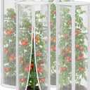 4 Pcs Garden Mesh Plant Cover for Round Tomato Cage, 57" x 15.7" Insect Bird Netting Protection Net Covers with Zipper & Drawstring, Garden Tomato Trellis Netting for Climbing Plants