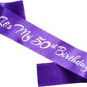 It's My 50th Birthday Sash, Purple Silver Birthday Sash for 50th Bday Party Supplies, Gifts for Women 50th Bday Party Favors