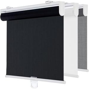 Cordless Roller Shades for Windows,Light Filtering Pull Down Blinds,Solar Screen Door Blinds,Flame Retardant UV Protection Fabric for Home Office (21" W x 72" H,Solar Black)