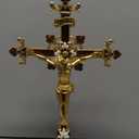 Pasiir 13 Inch Metal Hand Painted Jesus Christ Crucifix Religious Cross INRI Decor Standing Cross Gifts Home Decoration