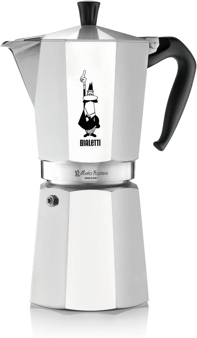 Bialetti  Moka Express: Iconic Stovetop Espresso Maker, Makes Real Italian Coffee, Moka Pot 18 Cups (27 Oz  810 Ml), Aluminium, Silver